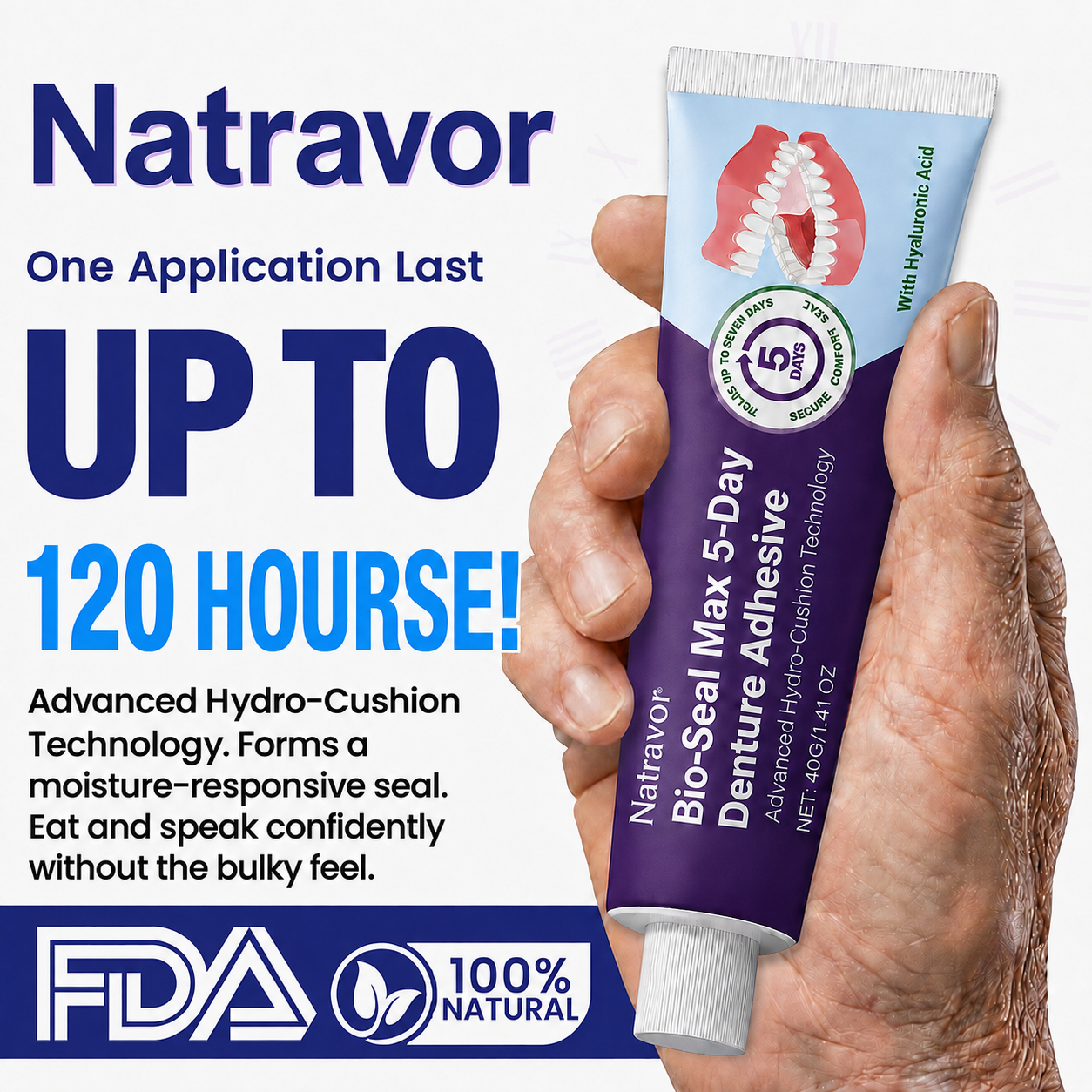 🔥100K+SOLD🔥Natravor® Bio-Seal Max 5-Day Denture Adhesive🦷💙